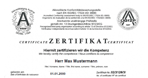 Erneuerung MT, VT, PT, UT, RT Erneuerung MT, VT, PT, UT, RT